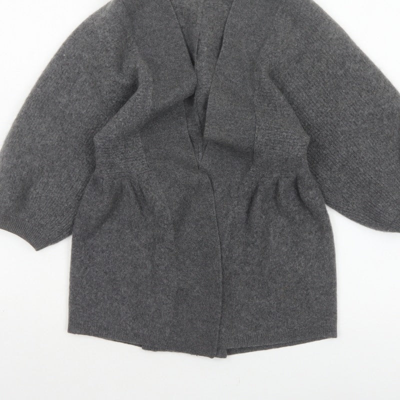 Jaeger Women Grey M 100% Cashmere Open Cardigan Batwing Sleeves