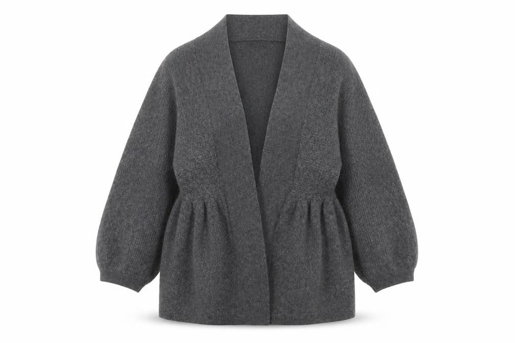 Jaeger Women Grey M 100% Cashmere Open Cardigan Batwing Sleeves