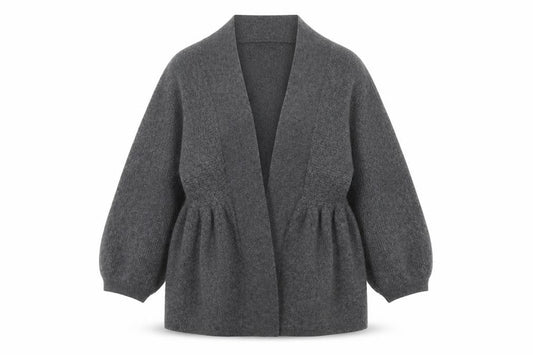 Jaeger Women Grey M 100% Cashmere Open Cardigan Batwing Sleeves