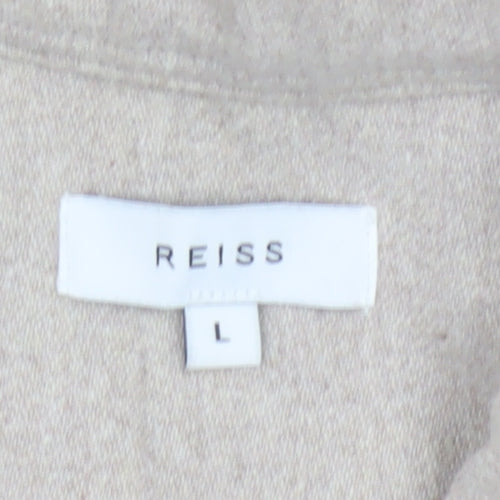Reiss Men’s Beige L Cotton Full Zip Basic Jacket Collared