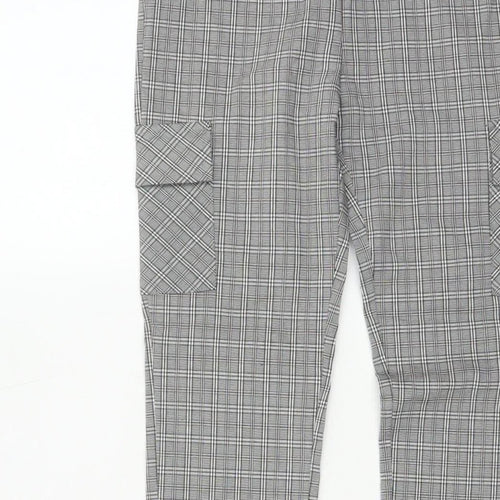 Cherry Koko Women Grey Check Skinny Cargo Trousers Size S