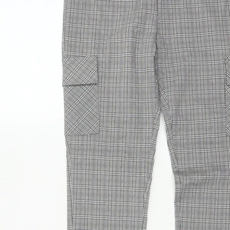 Cherry Koko Women Grey Check Skinny Cargo Trousers Size S