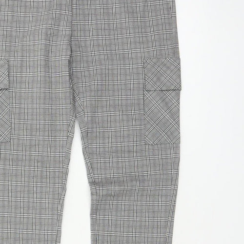 Cherry Koko Women Grey Check Skinny Cargo Trousers Size S