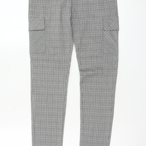 Cherry Koko Women Grey Check Skinny Cargo Trousers Size S