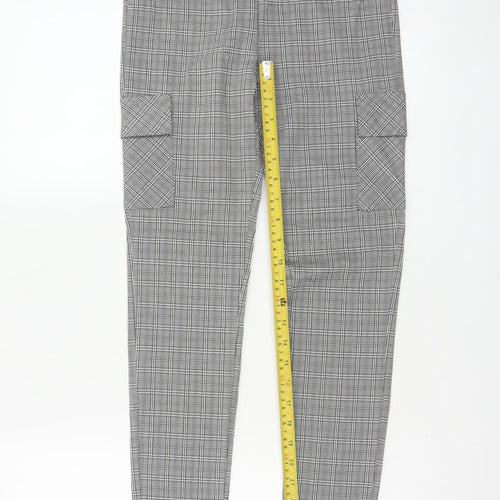 Cherry Koko Women Grey Check Skinny Cargo Trousers Size S