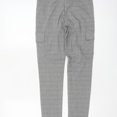 Cherry Koko Women Grey Check Skinny Cargo Trousers Size S