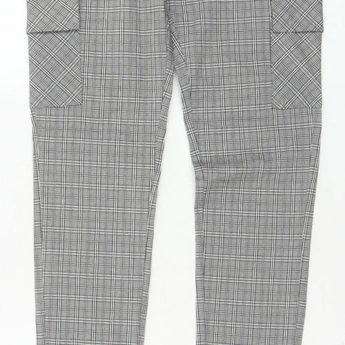 Cherry Koko Women Grey Check Skinny Cargo Trousers Size S