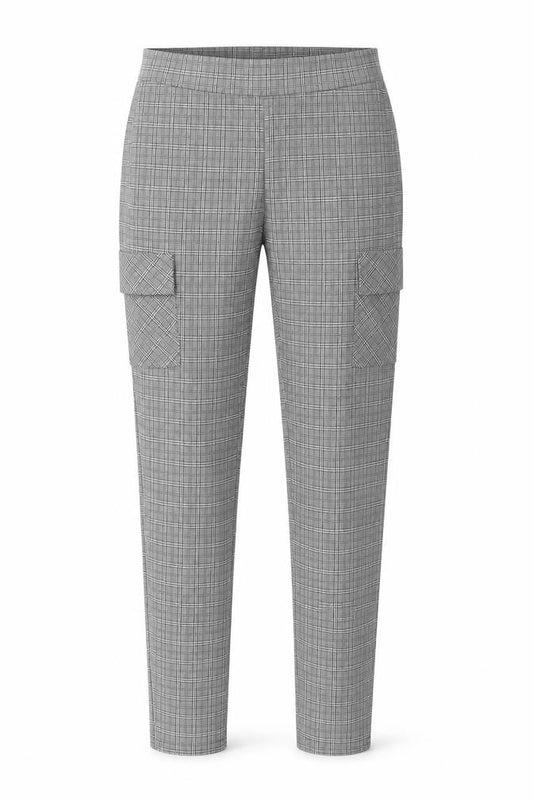 Cherry Koko Women Grey Check Skinny Cargo Trousers Size S