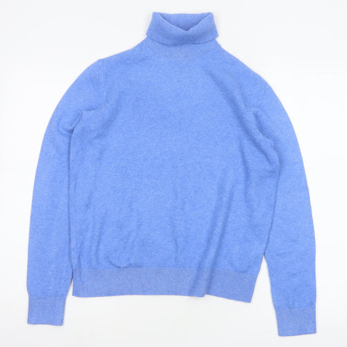 Marks and Spencer Women Blue S Roll Neck Knit Pullover Jumper