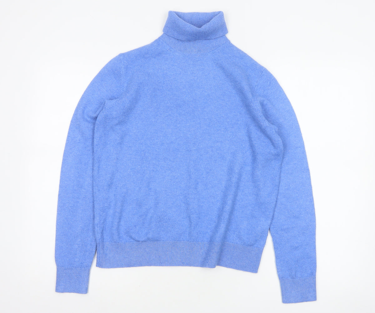 Marks and Spencer Women Blue S Roll Neck Knit Pullover Jumper