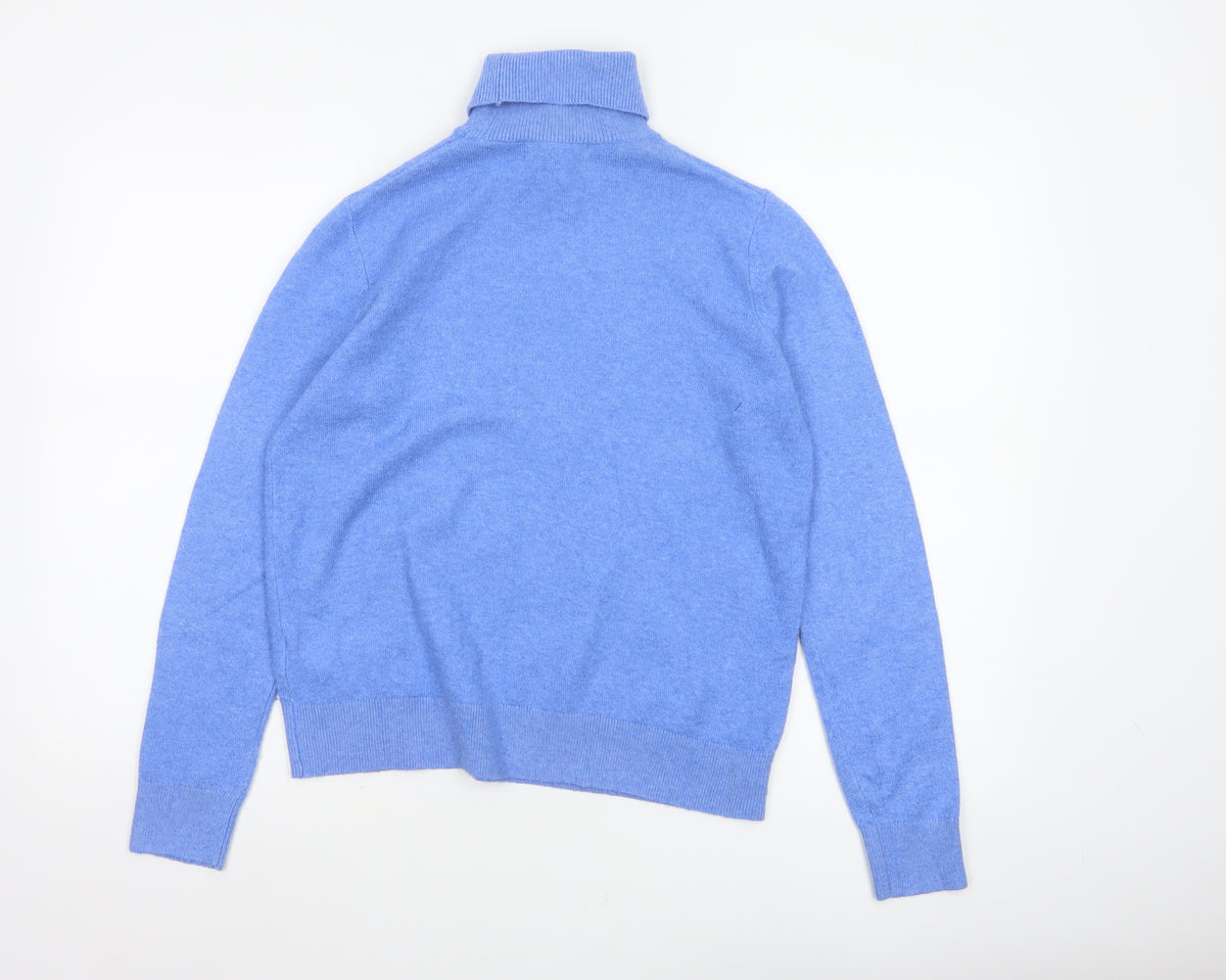 Marks and Spencer Women Blue S Roll Neck Knit Pullover Jumper