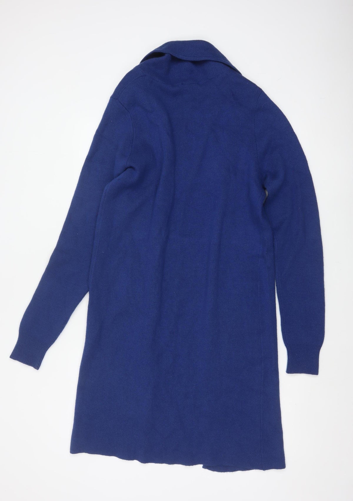 Jaeger Women’s Blue L Longline Open Knit Cardigan Zip Pockets