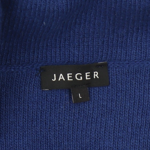 Jaeger Women’s Blue L Longline Open Knit Cardigan Zip Pockets