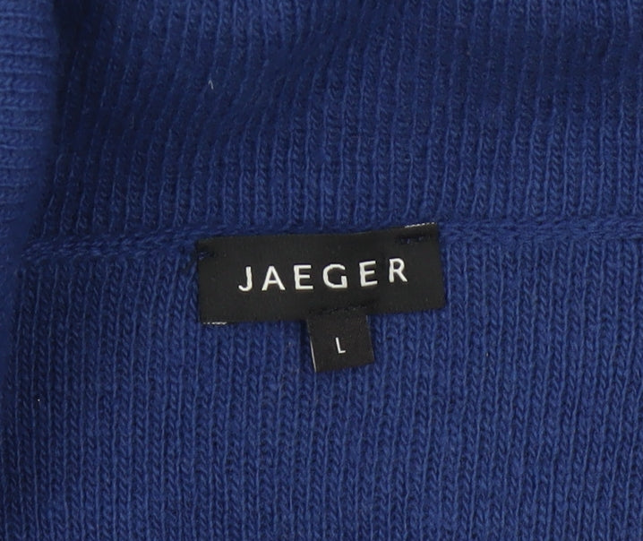 Jaeger Women’s Blue L Longline Open Knit Cardigan Zip Pockets