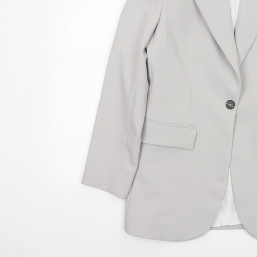Zara Women Grey XS Long Tailored Peak Lapel Blazer Jacket