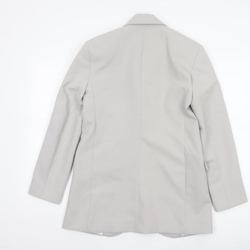 Zara Women Grey XS Long Tailored Peak Lapel Blazer Jacket