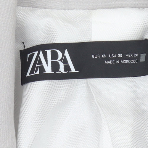 Zara Women Grey XS Long Tailored Peak Lapel Blazer Jacket