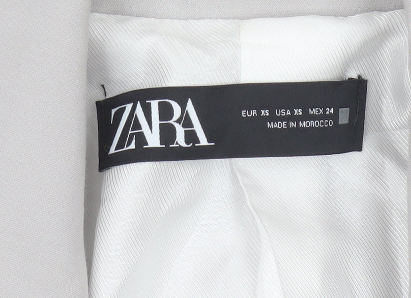 Zara Women Grey XS Long Tailored Peak Lapel Blazer Jacket