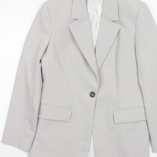 Zara Women Grey XS Long Tailored Peak Lapel Blazer Jacket