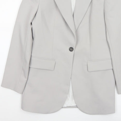 Zara Women Grey XS Long Tailored Peak Lapel Blazer Jacket