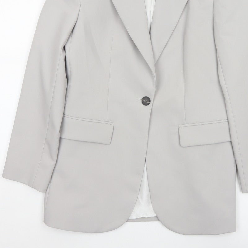 Zara Women Grey XS Long Tailored Peak Lapel Blazer Jacket