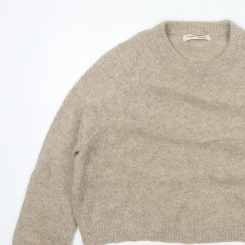 Samsøe Samsøe Women Beige Alpaca Blend Crew Neck Jumper Size S