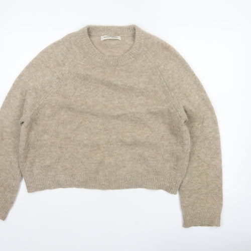 Samsøe Samsøe Women Beige Alpaca Blend Crew Neck Jumper Size S