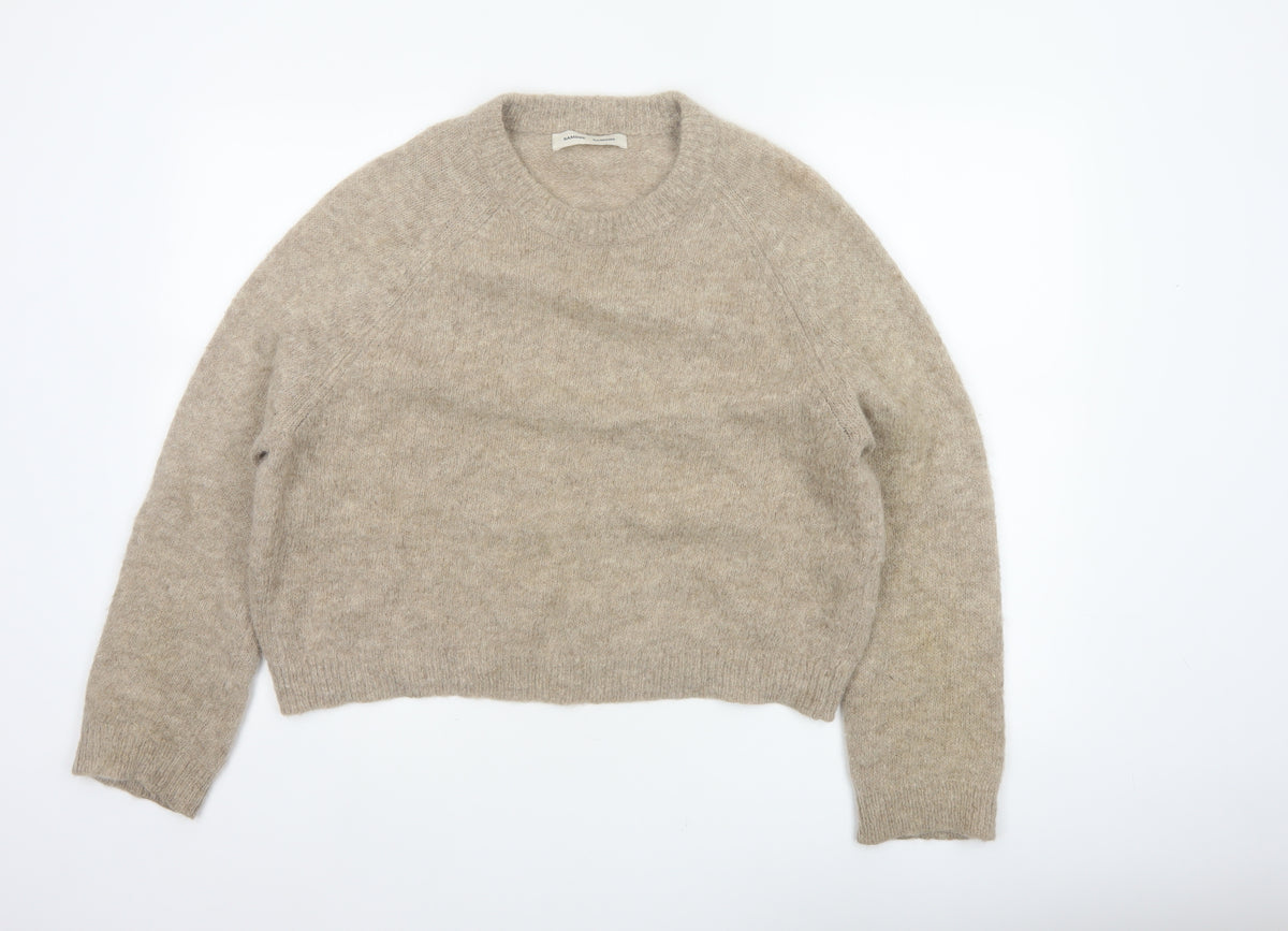 Samsøe Samsøe Women Beige Alpaca Blend Crew Neck Jumper Size S