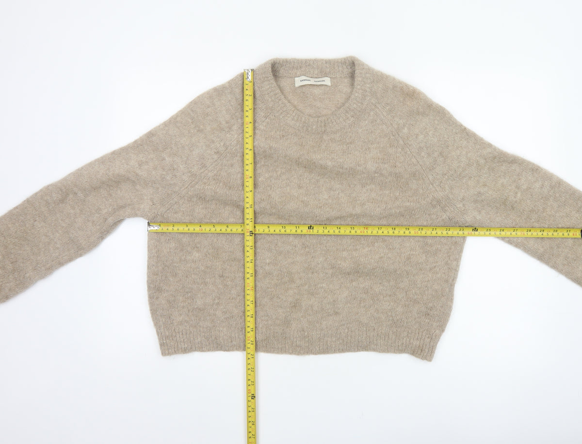 Samsøe Samsøe Women Beige Alpaca Blend Crew Neck Jumper Size S