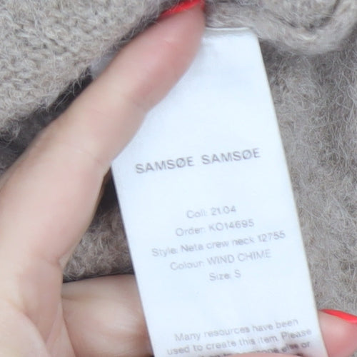 Samsøe Samsøe Women Beige Alpaca Blend Crew Neck Jumper Size S