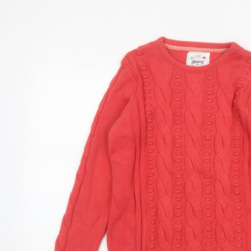 Mantaray Women Coral Pink Size 14 Cable-Knit Crew Neck Cotton Jumper