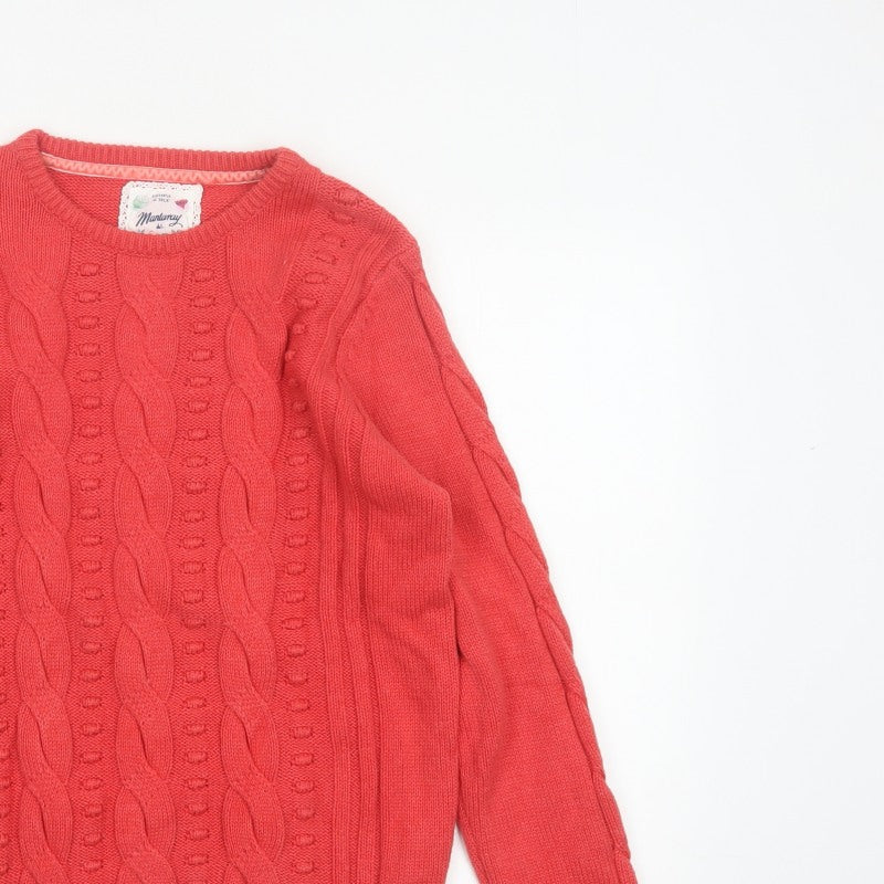 Mantaray Women Coral Pink Size 14 Cable-Knit Crew Neck Cotton Jumper