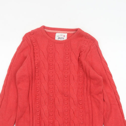 Mantaray Women Coral Pink Size 14 Cable-Knit Crew Neck Cotton Jumper