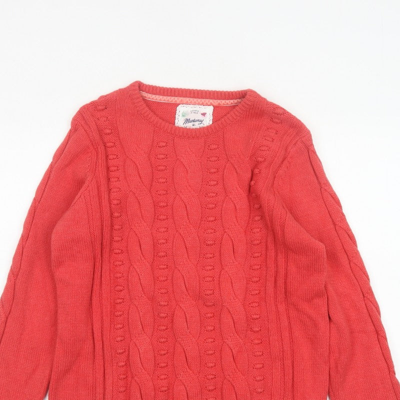 Mantaray Women Coral Pink Size 14 Cable-Knit Crew Neck Cotton Jumper