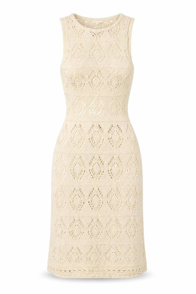 Miss Selfridge Women Beige S Long Knit Sheath Bohemian Dress