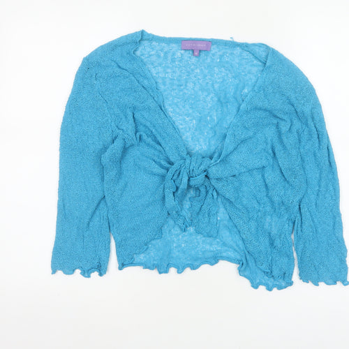 Autonomy Women's Blue M Open Knit Tie Front Cardigan Long Sleeve