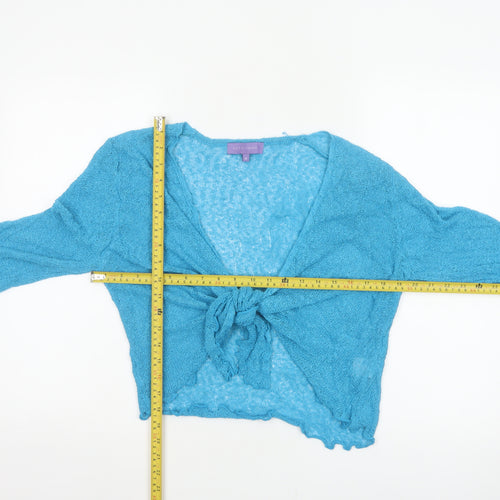 Autonomy Women's Blue M Open Knit Tie Front Cardigan Long Sleeve