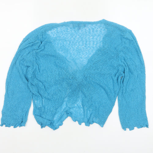 Autonomy Women's Blue M Open Knit Tie Front Cardigan Long Sleeve