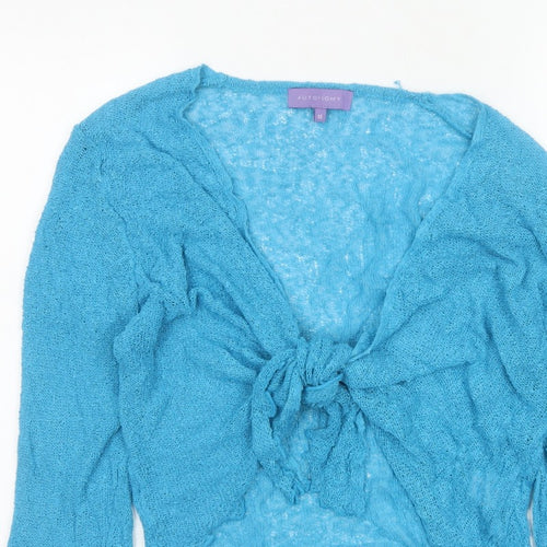 Autonomy Women's Blue M Open Knit Tie Front Cardigan Long Sleeve