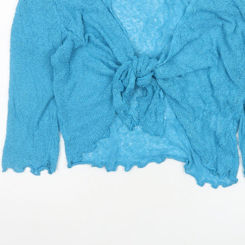 Autonomy Women's Blue M Open Knit Tie Front Cardigan Long Sleeve