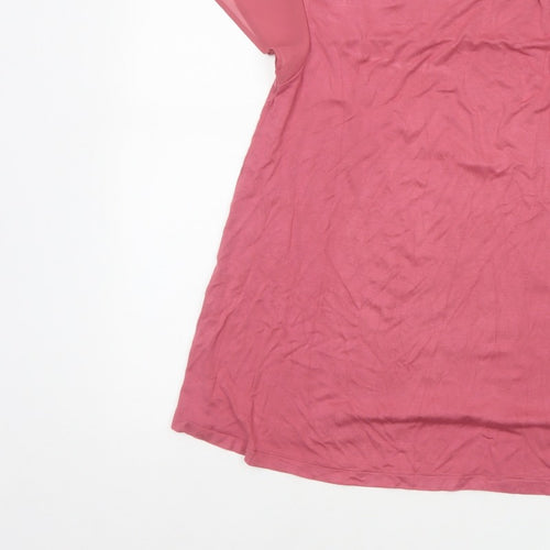 Next Women Pink UK 10 Flutter Sleeve Tie Back Jersey Blouse