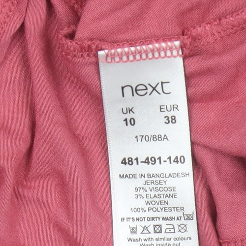 Next Women Pink UK 10 Flutter Sleeve Tie Back Jersey Blouse