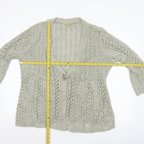 TU Women’s Beige Size 10 Open Knit V-Neck 3/4 Sleeve Cardigan