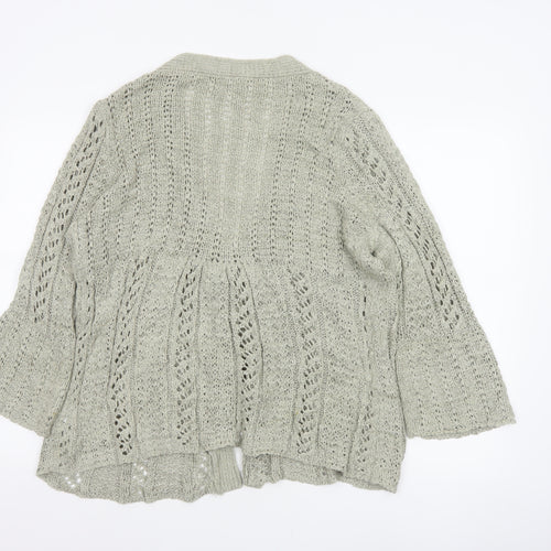 TU Women’s Beige Size 10 Open Knit V-Neck 3/4 Sleeve Cardigan