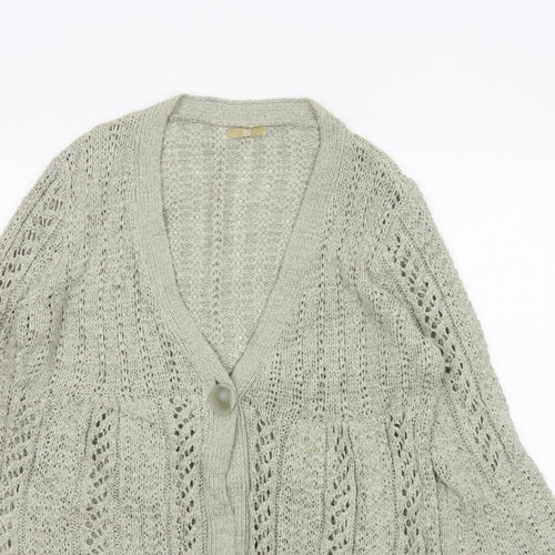 TU Women’s Beige Size 10 Open Knit V-Neck 3/4 Sleeve Cardigan