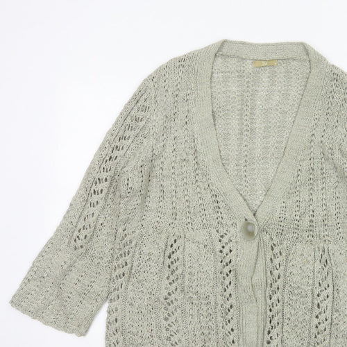 TU Women’s Beige Size 10 Open Knit V-Neck 3/4 Sleeve Cardigan