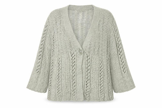 TU Women’s Beige Size 10 Open Knit V-Neck 3/4 Sleeve Cardigan