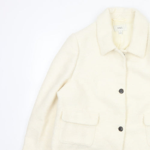 Marks and Spencer Women Ivory Size 18 Shearling Wool Blend Jacket