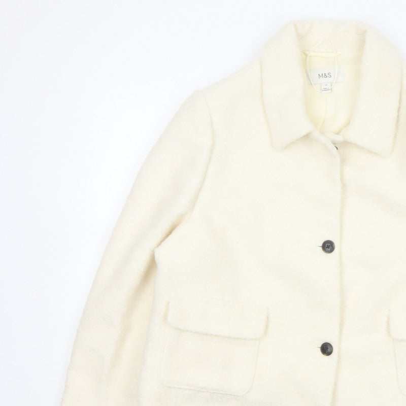 Marks and Spencer Women Ivory Size 18 Shearling Wool Blend Jacket