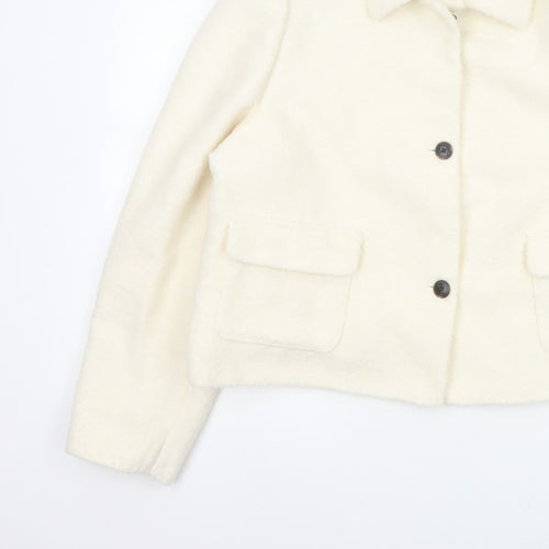Marks and Spencer Women Ivory Size 18 Shearling Wool Blend Jacket